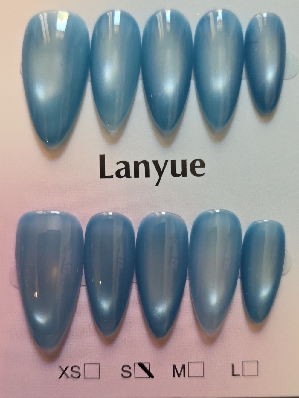 Lanyue Metallic Light Blue Press-On Nails - 10 Pack